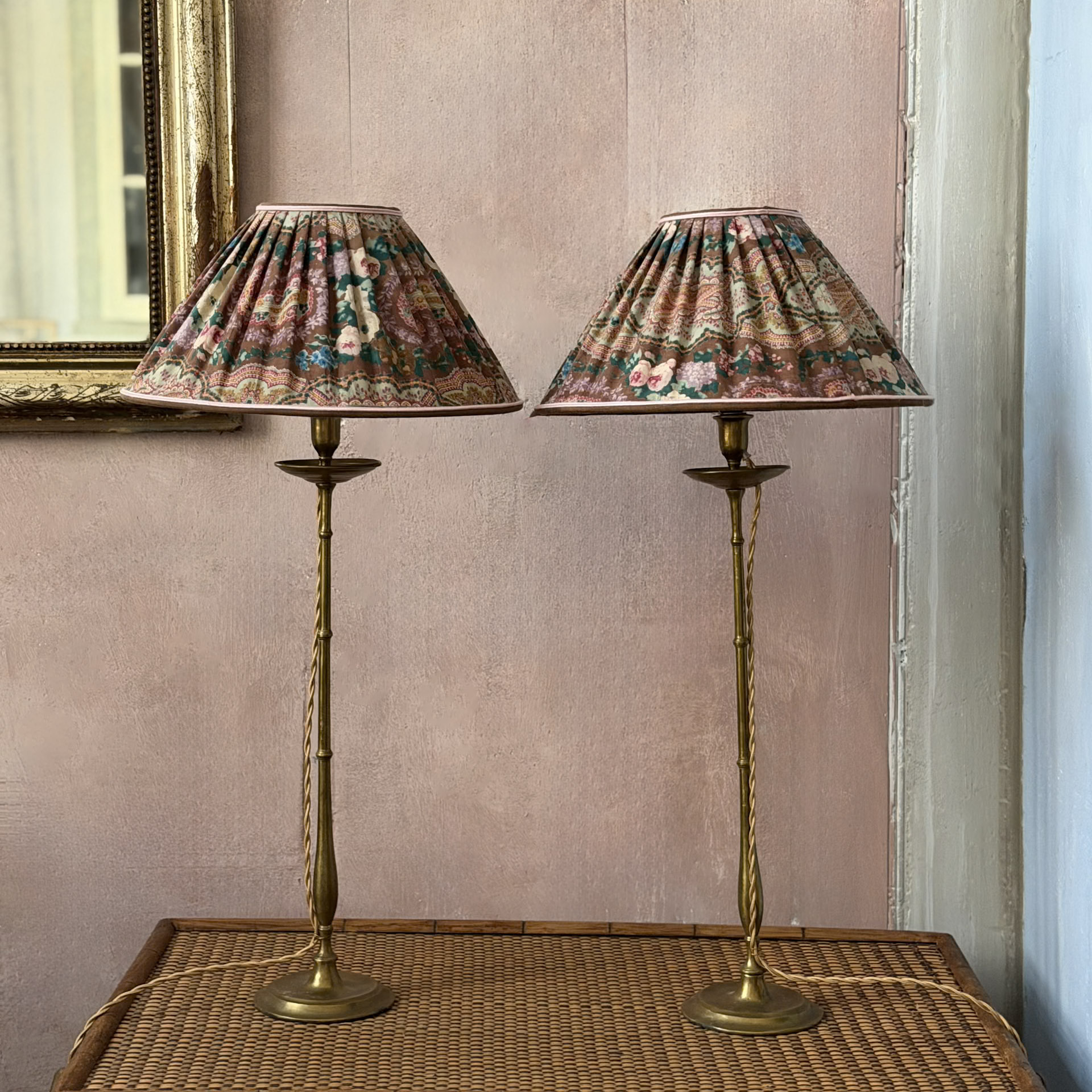 Coppia di lampade in faux bamboo